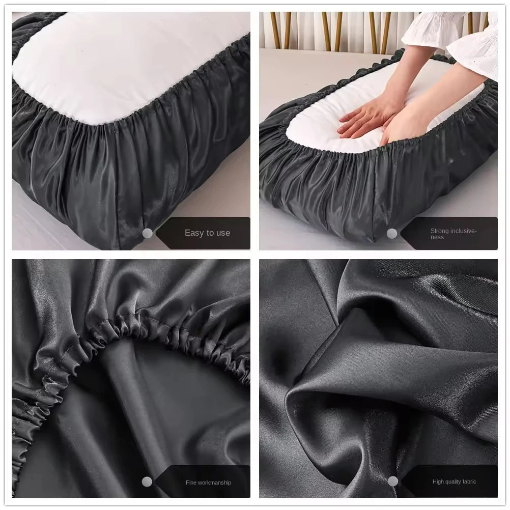 Summer Silk Satin Pillowcase Elastic Band No Zipper Super Soft Imitation Silk Pillow
