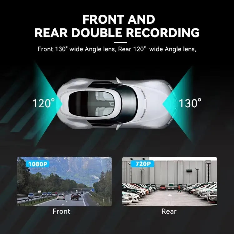 Full HD 2K Front+1K Rear 2 Channel Camera Dashcam 3.16 Inch IPS Screen Car DVR Front