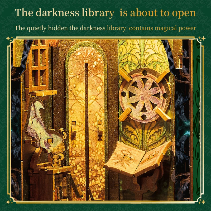 3d Puzzle Magic Diy Wooden Book Nook Kits Darkness Library Booknook Miniature House
