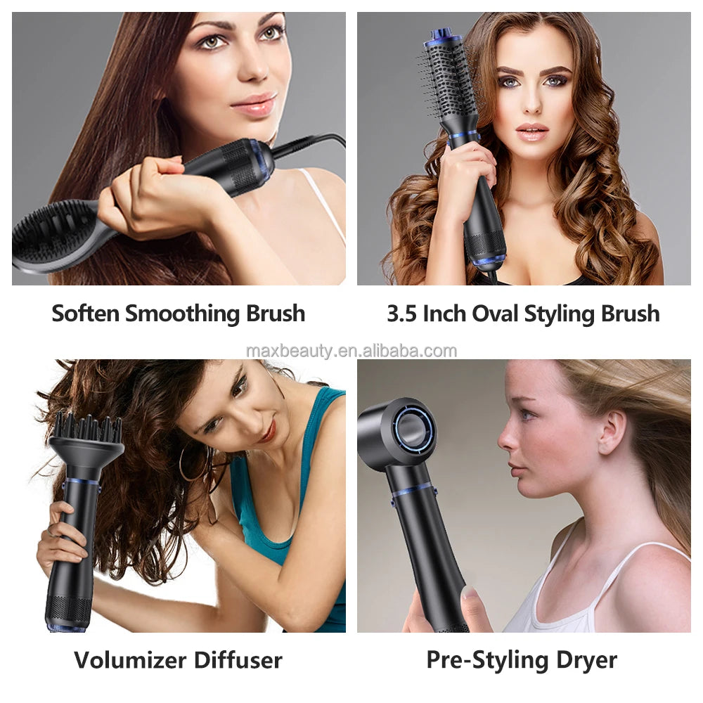 Max Beauty Hair Straightener Brush Negative Ion 4 in 1 Hair Styling Tool Set Hair Dryer