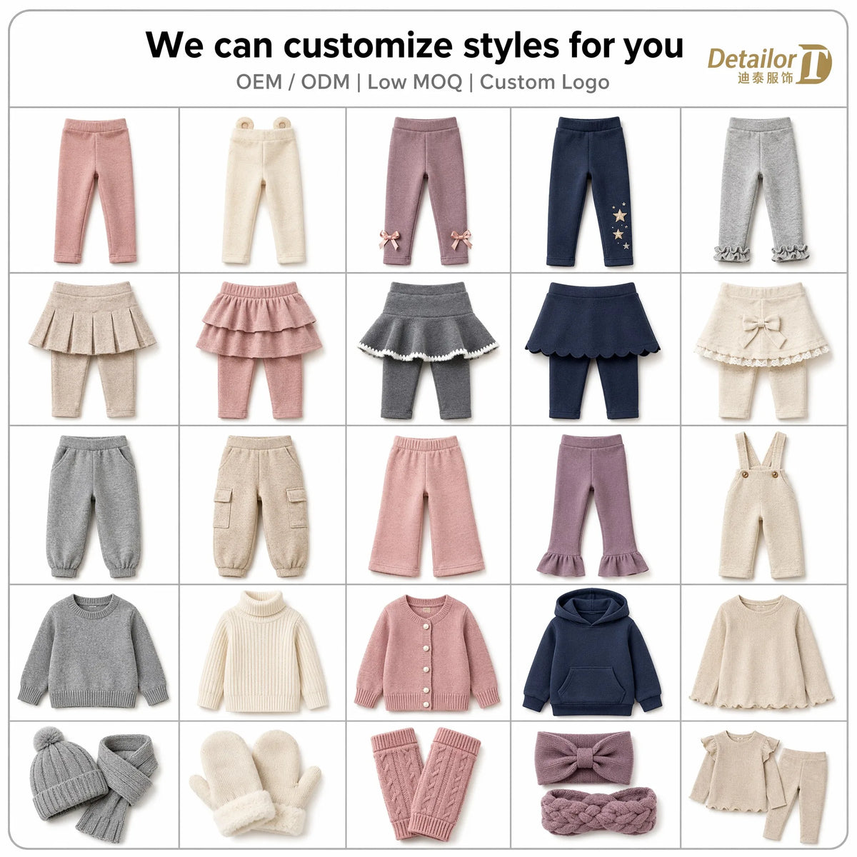Children Designer Clothes Girls' Fleece-Lined Skort Leggings 2-in-1 Winter Pants for Kids