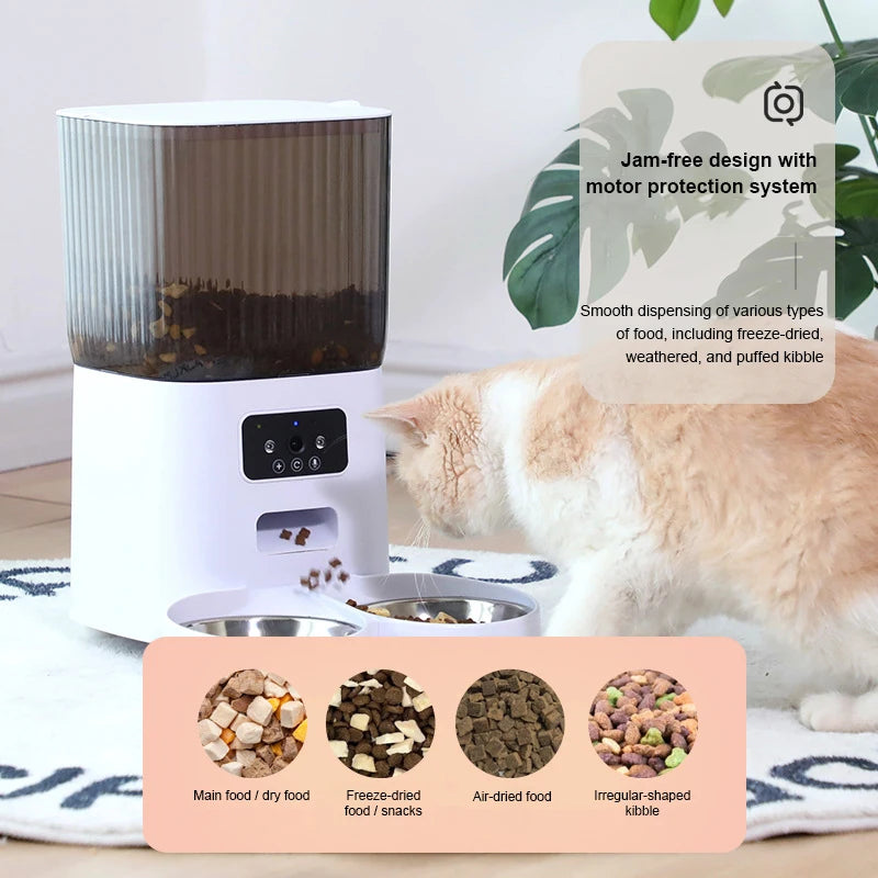 Automatic Cat Feeder with Camera 5L Dual Pet Timed Electric Smart APP Food Feeding