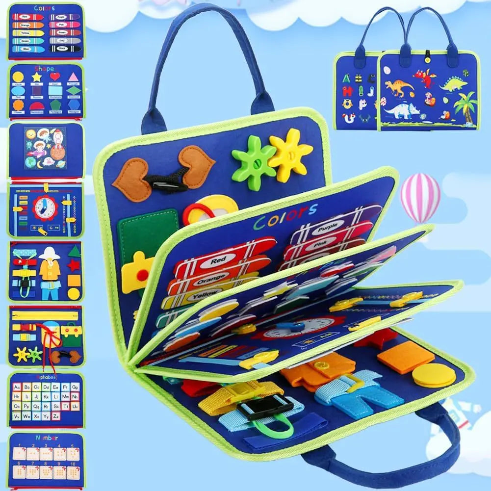Felt Learning Board Pink Unisex Montessori Early Education Puzzle Busy Fabric 28x44cm