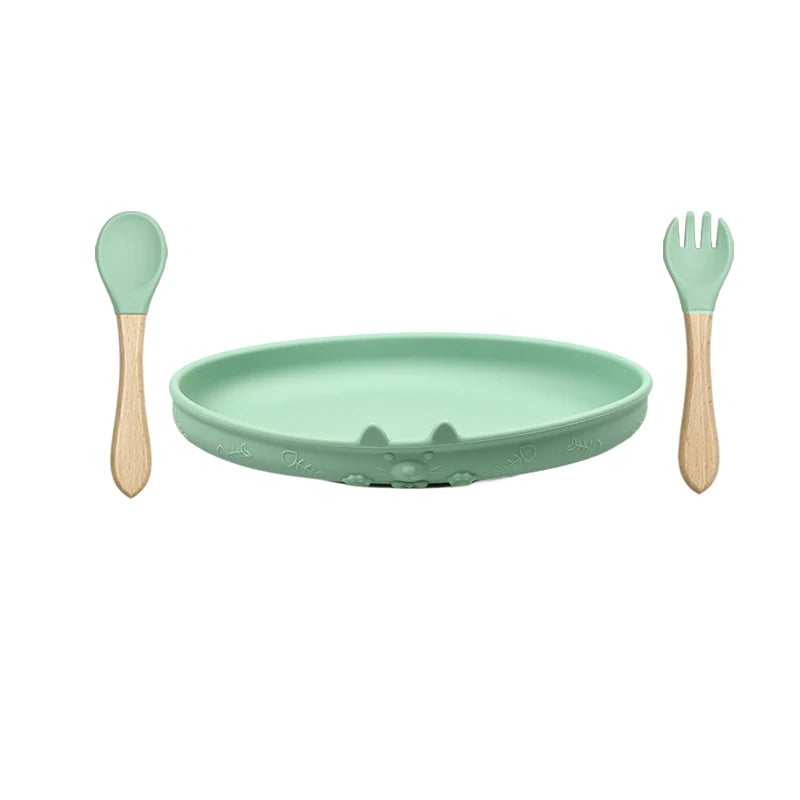 Food Grade Silicone Baby Feeding Set With Cup Bowl Plate Bib Spoon and Fork Easy Clean