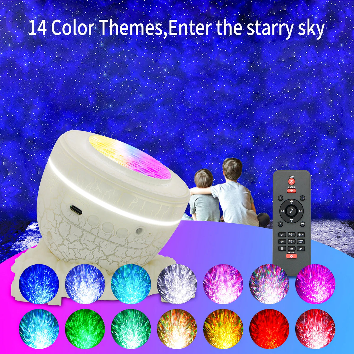 Led Projector Night Light Star Dinosaur Egg Sky Projector Remote Control Voice Blue Tooth
