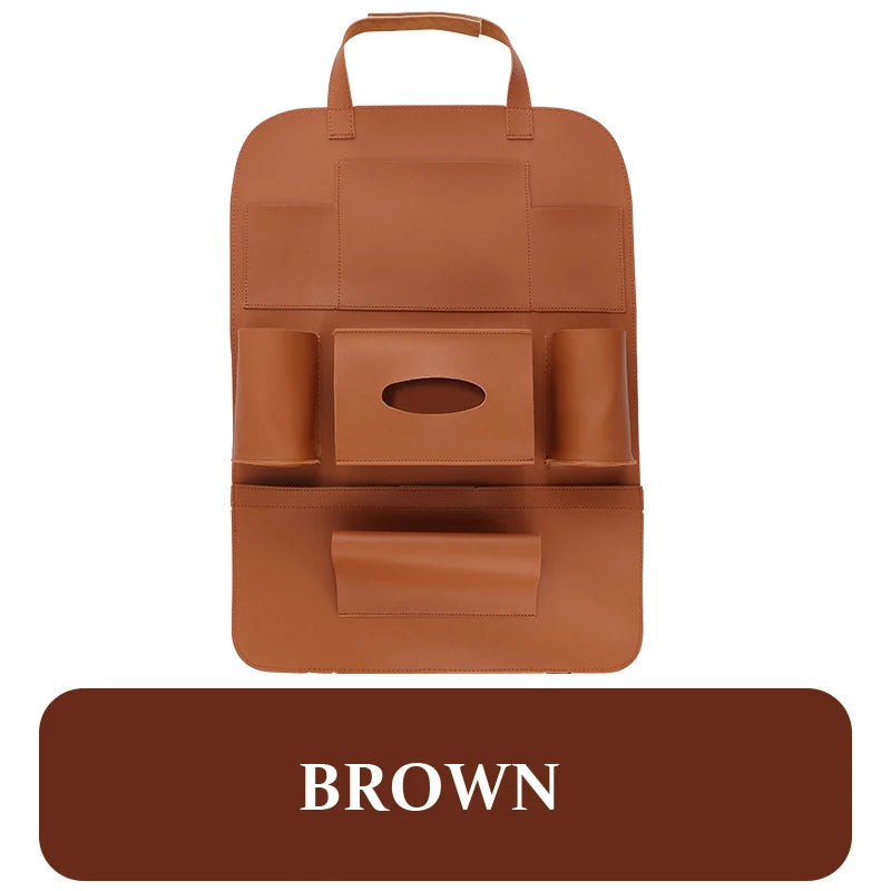 Square PU Leather Car Seat Back Organizer Storage Bag with Multi-Pocket Waterproof