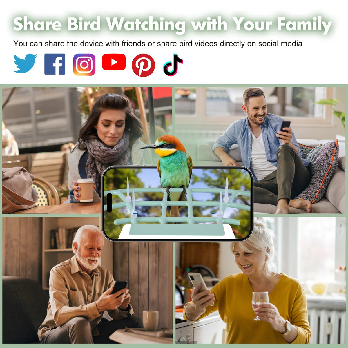 A Solar Powered 4K High Resolution AI Camera Wild Bird Feeder Smart Window Bird Feeder