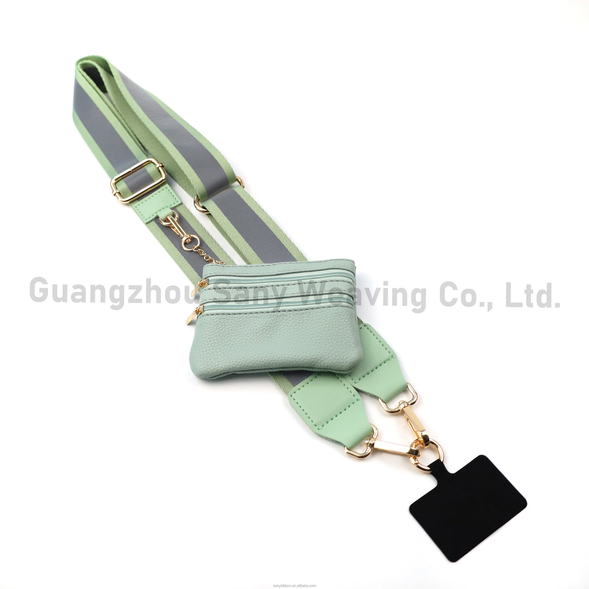 Reflective Strip Phone Strap With Zippered Pouch Adjustable Cellphone Lanyard Crossbody