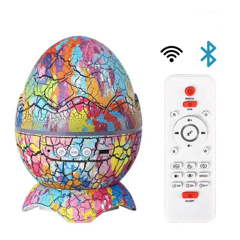 Starry Star Dinosaur Egg Projector Night Light BT Music Speaker Ocean Wave Kids Adults