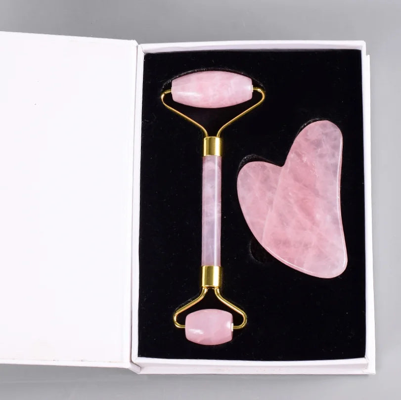 Natural Rose Quartz Face Roller, Facial Massager for an At-Home Spa Routine