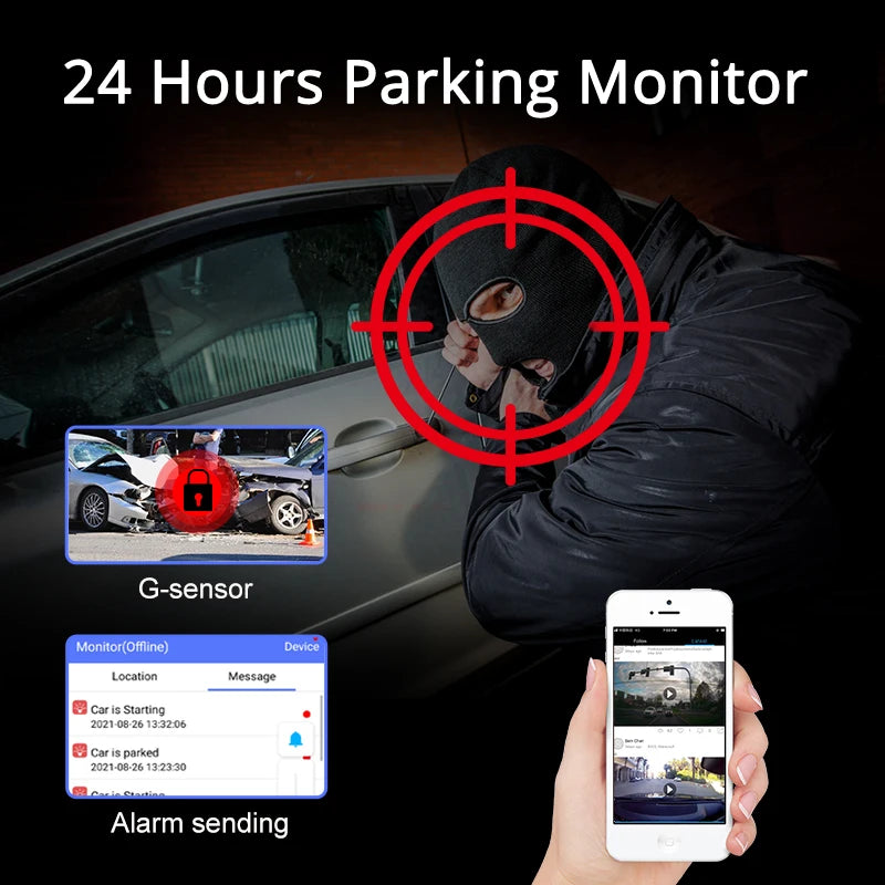 4G Dashcam with SIM Card Front and Rear Live Streaming ADAS WiFi GPS Navigation Android
