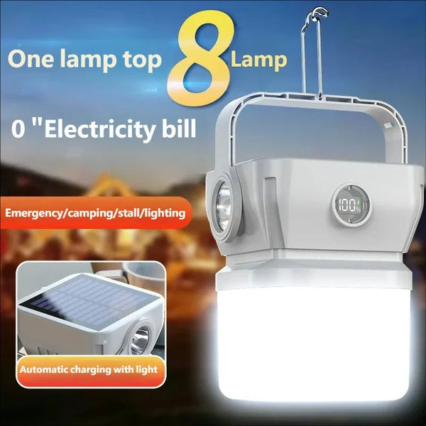 Solar Rechargeable Camping Lantern Long Lasting Battery Tent Light Emergency Lighting