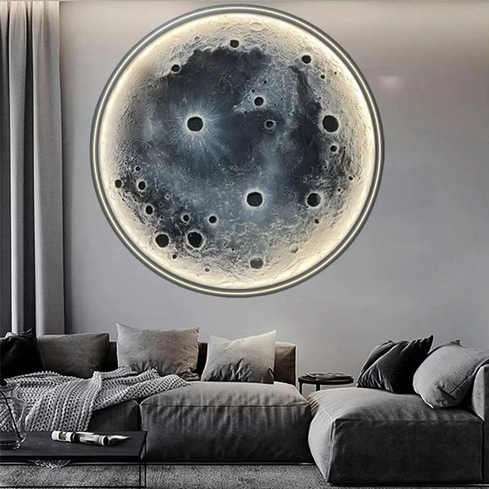 Modern 3D Textured Moon Wall Lamp Creative Relief Art Sconce LED Architectural Lighting