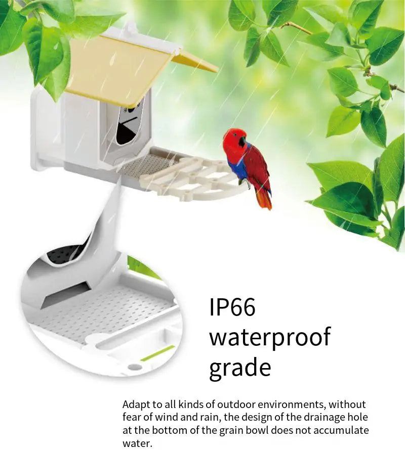 Automatic Smart Bird Feeder with HD Camera Outdoor Hanging Wifi Solar Powered Plastic