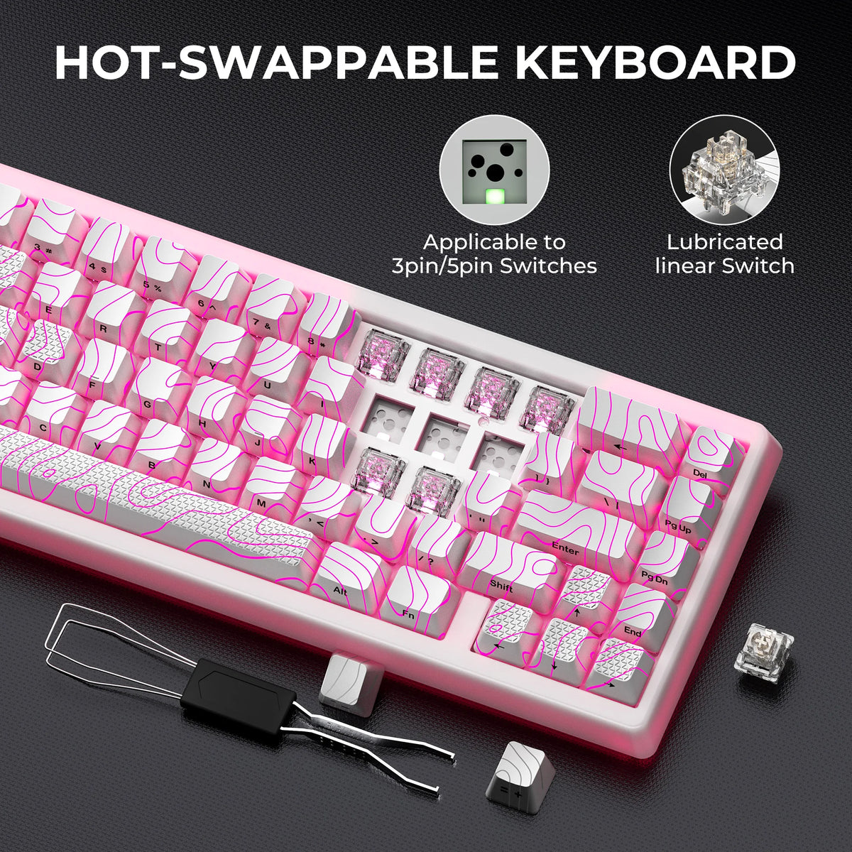 M67 JadeStone Mechanical Keyboard 65% Wireless 2.4G/USB-C Tri-Mode Hot Swappable Portable