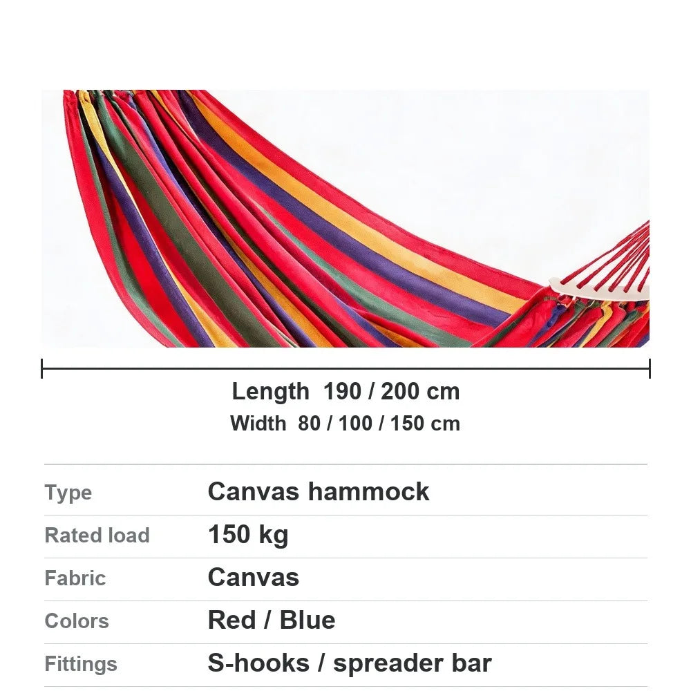 Canvas Camping Hammock 190 & 200 Cm Long, 80, 100, 150 Cm Wide, Anti-Rollover 150 Kg No