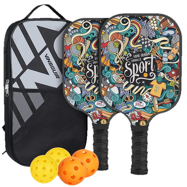 Pickleball Paddle Training Set with Honeycomb Core Full Fiberglass 13.5mm Thickness