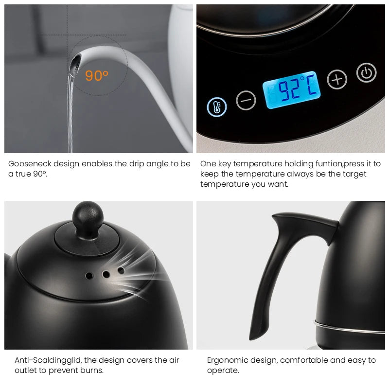 0.8L 1200W Multi Color Kettle Body Stainless Steel Tea Maker Gooseneck Pour Over Drip