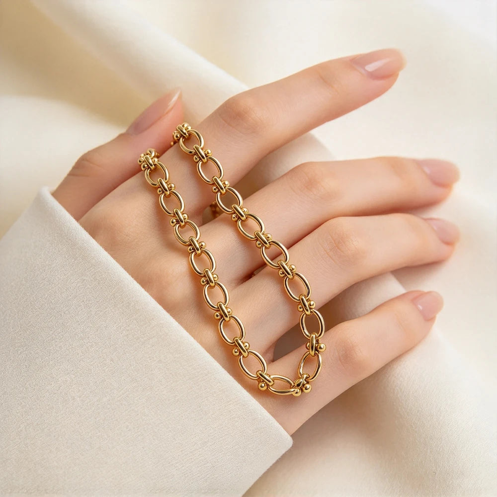 18K Gold Plated Rhodium Plated Stainless Steel Necklace Vintage Modern Classic Geometric