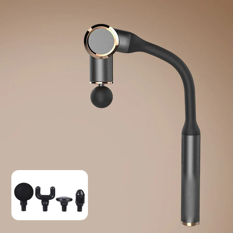 Professional Adjustable Angle Massage Gun 4 Heads Deep Tissue Percussion Portable