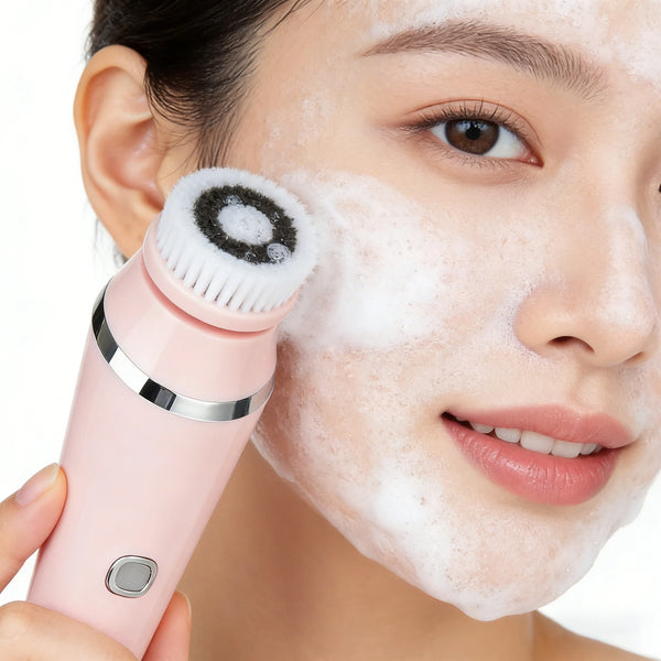 4 in 1 Sonic Electric Vibrating Face Wash Brush Deep Cleansing Silicone Face Cleaner