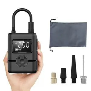 Portable Digital Tire Inflator 12V Single Cylinder Black Plastic Compact Car Motorcycle