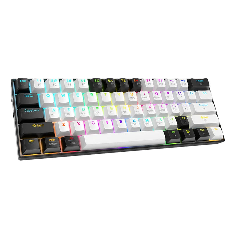Tri-Mode 61 Keys Compact Wireless Mechanical Keyboard RGB Backlit USB 3.0 Rechargeable