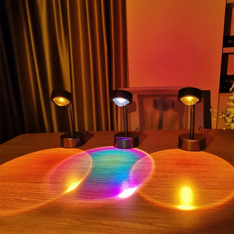 Modern Led Sunset Lamp Night Floor Light 180 Degree Rainbow Sunset Projector Lamp