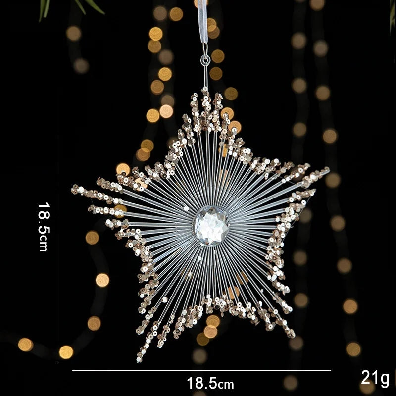 Christmas Ornaments Sequins Acrylic Transparent Snowflake Pendant Hanging Decor Christmas