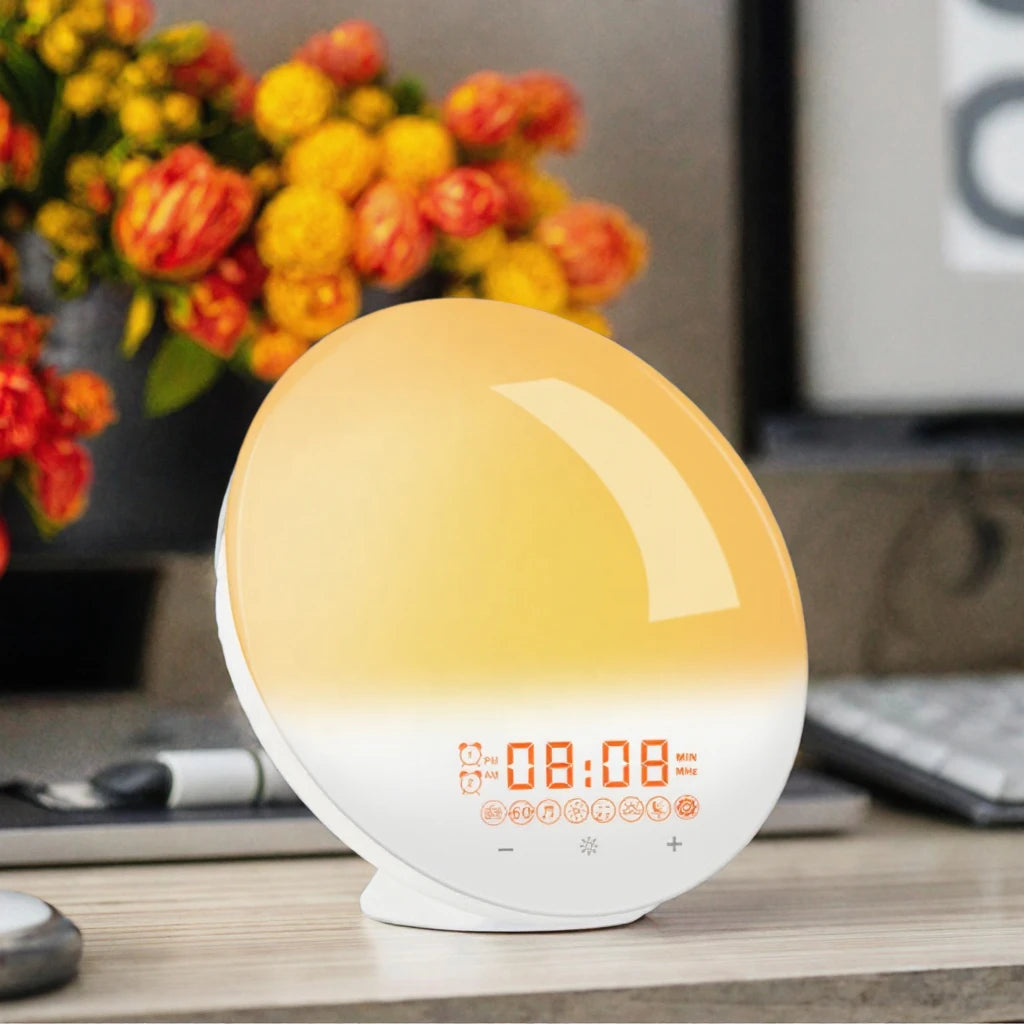 Dimmable RGB Colorful Rechargeable Night Light,Smart Sunrise Wake-Up Alarm Clock, LED