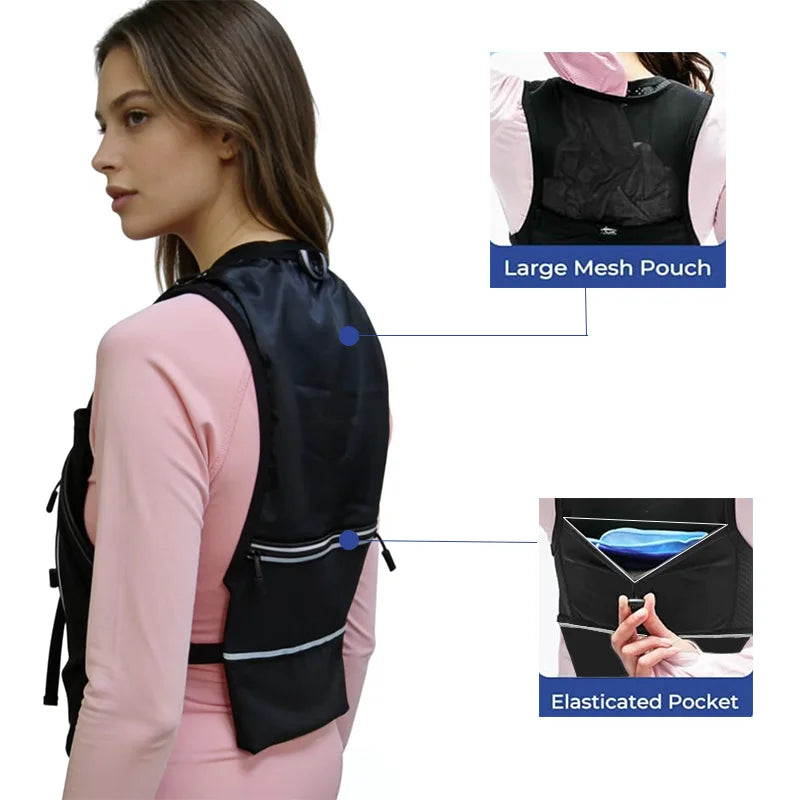 Hydration Vest Women Men 2 Flask 500ml Phone Pocket Running Backpack Hiking Long Distance
