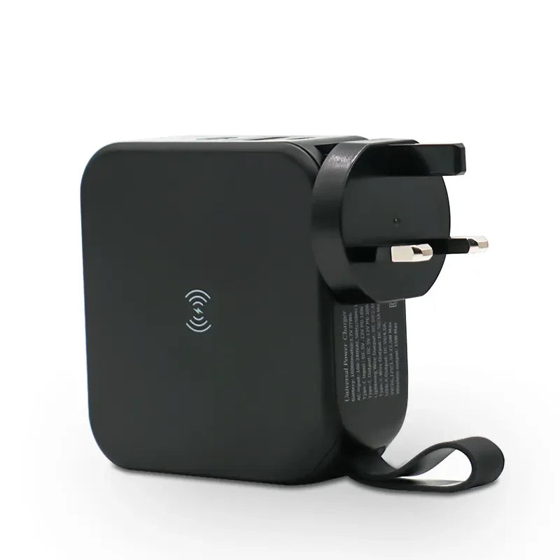 Magnetic Wireless Power Bank Universal Travel Charger Pouch 5-IN-1 with Plugs