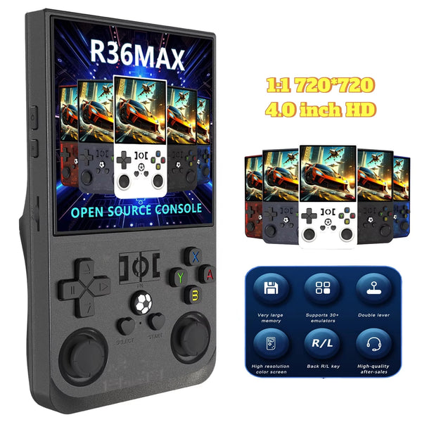 R36 Max Handheld Portable Retro Game Console | 4-Inch Open Source IPS Screen Handheld