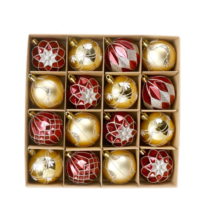 16-Piece Painted Christmas Ball Set Christmas Tree Ornaments