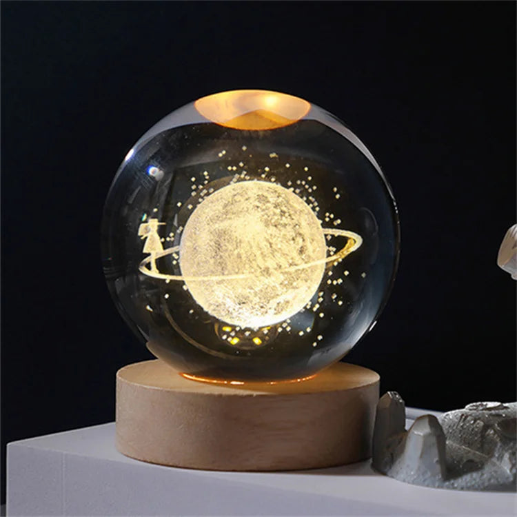 Projector 3D Night Lights Crystal Ball Music Box Customized Heart Rotate Animation Figure