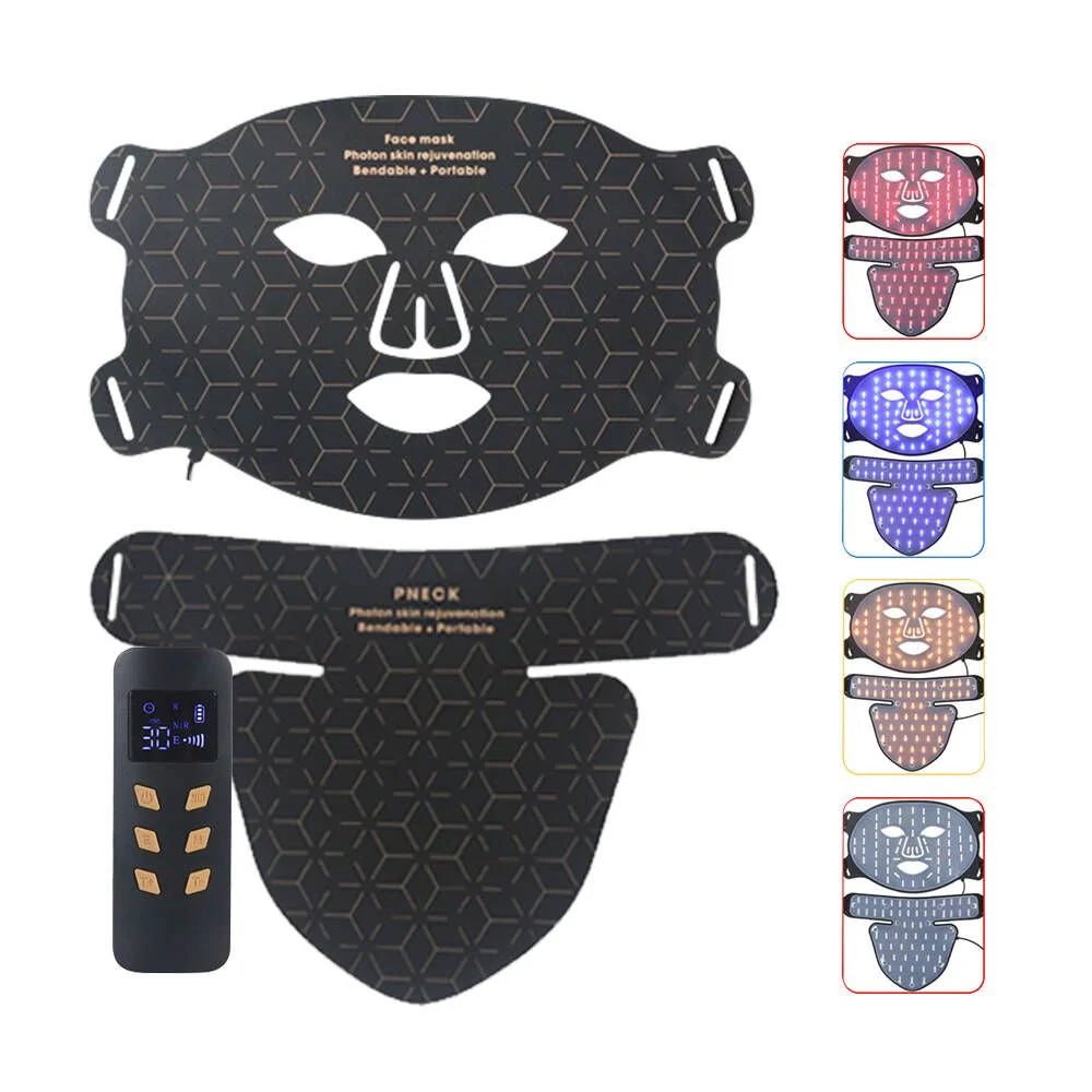 Silicone LED Face Mask with 4 Light Colors, 630nm Red and 850nm Infrared