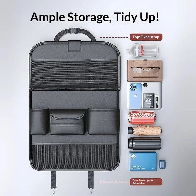 Leather Car Seat Back Storage Bag Rear Storage Box Dining Table Hanging Portable Back