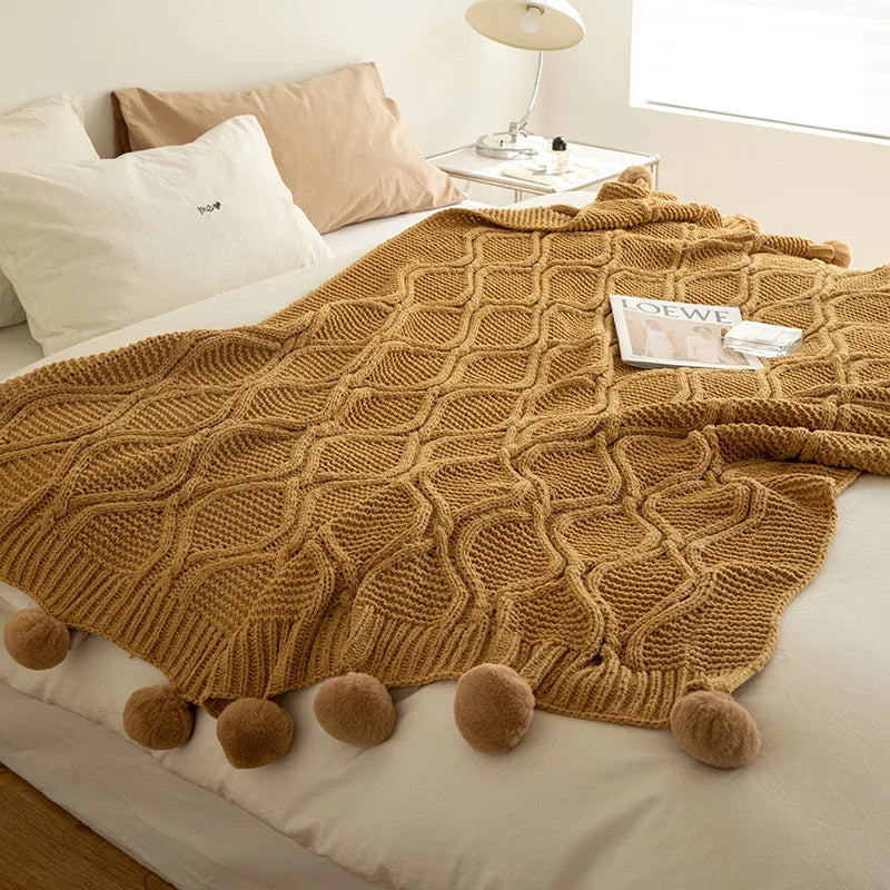 Chenille Chunky Knit Blanket for Winter Tv Sofa Nap Woven Throw Christmas Decoration