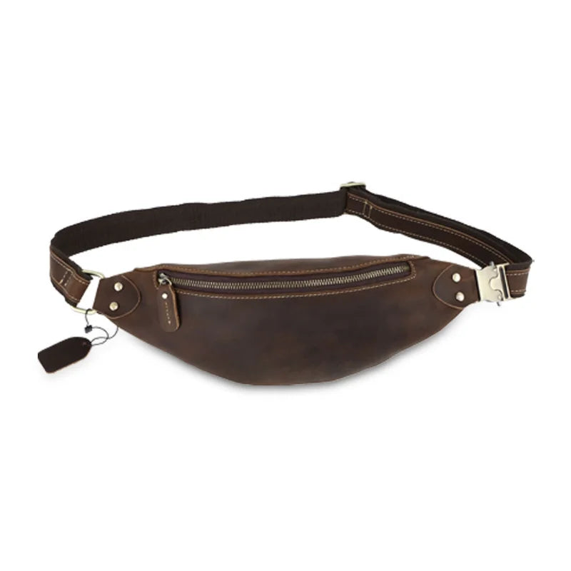 Now Custom Crossbody Leather Waist Bag for Men Sports Waist Pack for Outdoor Travel