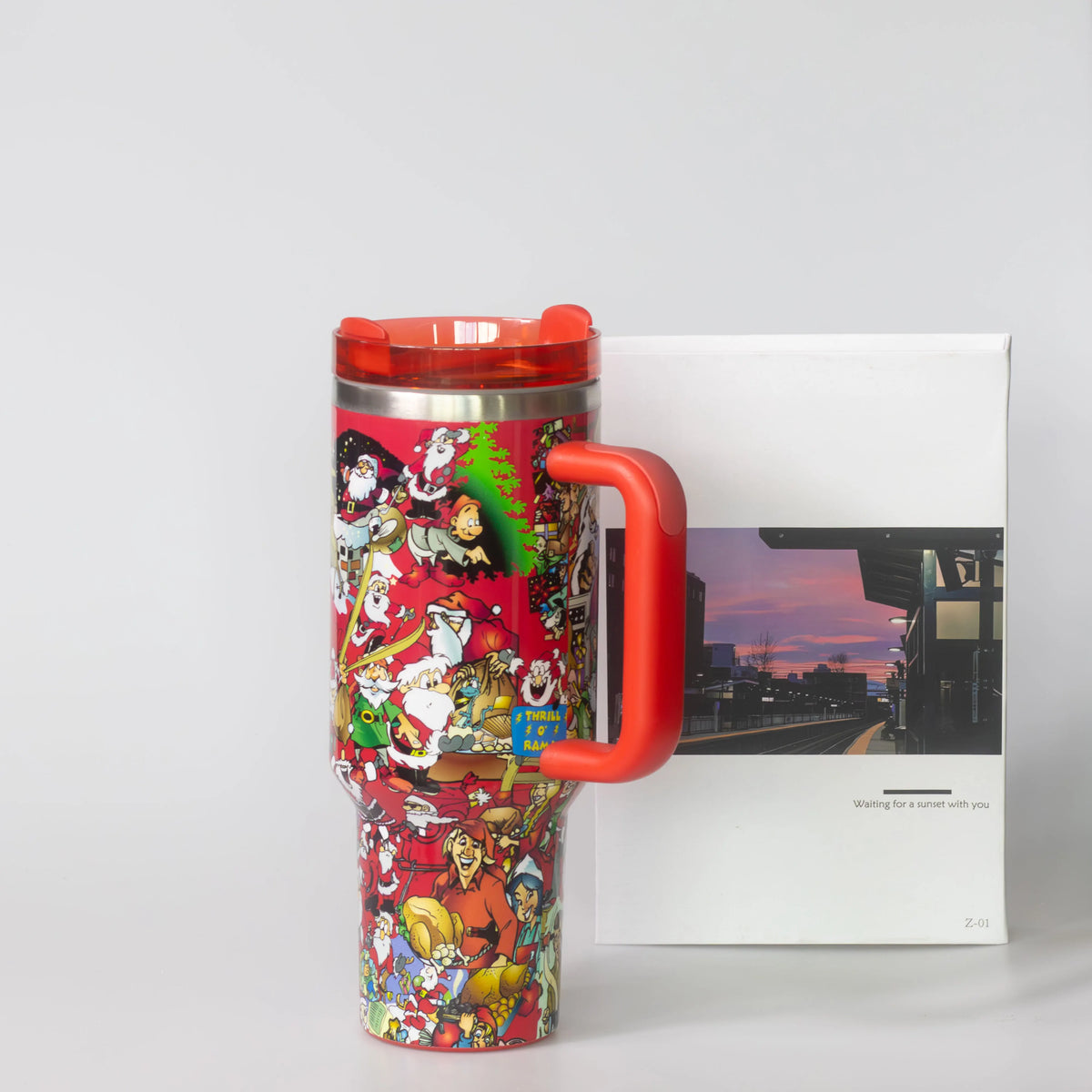 Christmas Gift 40Oz Insulated Stainless Steel Travel Tumbler with Handle And For Straw