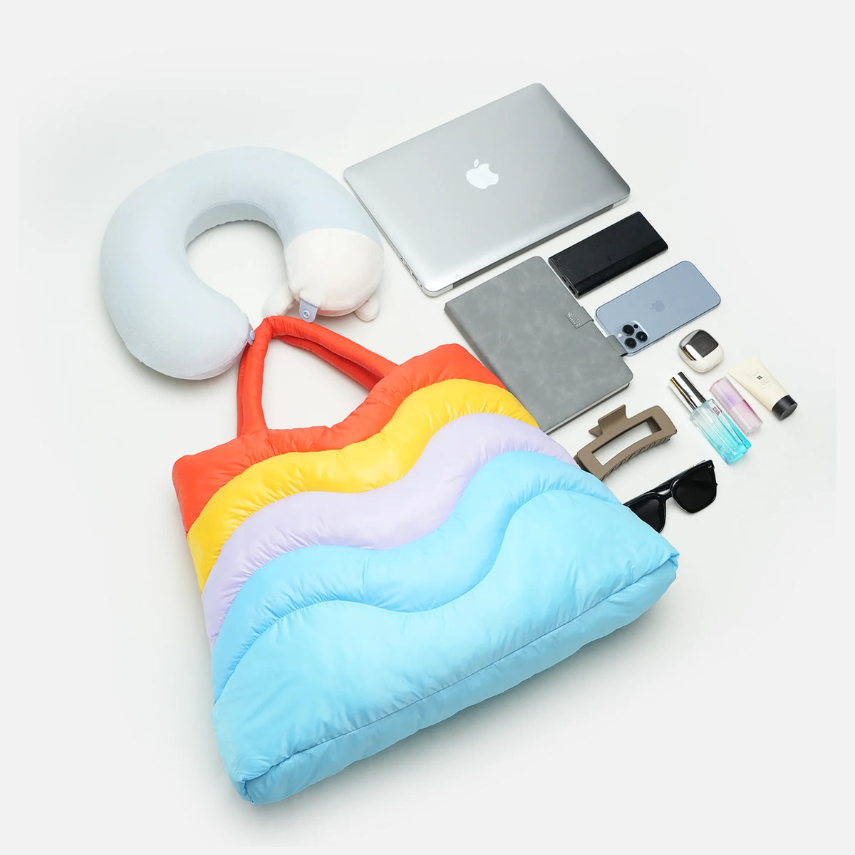 Unique Design Beautiful Colors Large Capacity Puffy Tote Bag Recycled Nylon Fabric Puffer