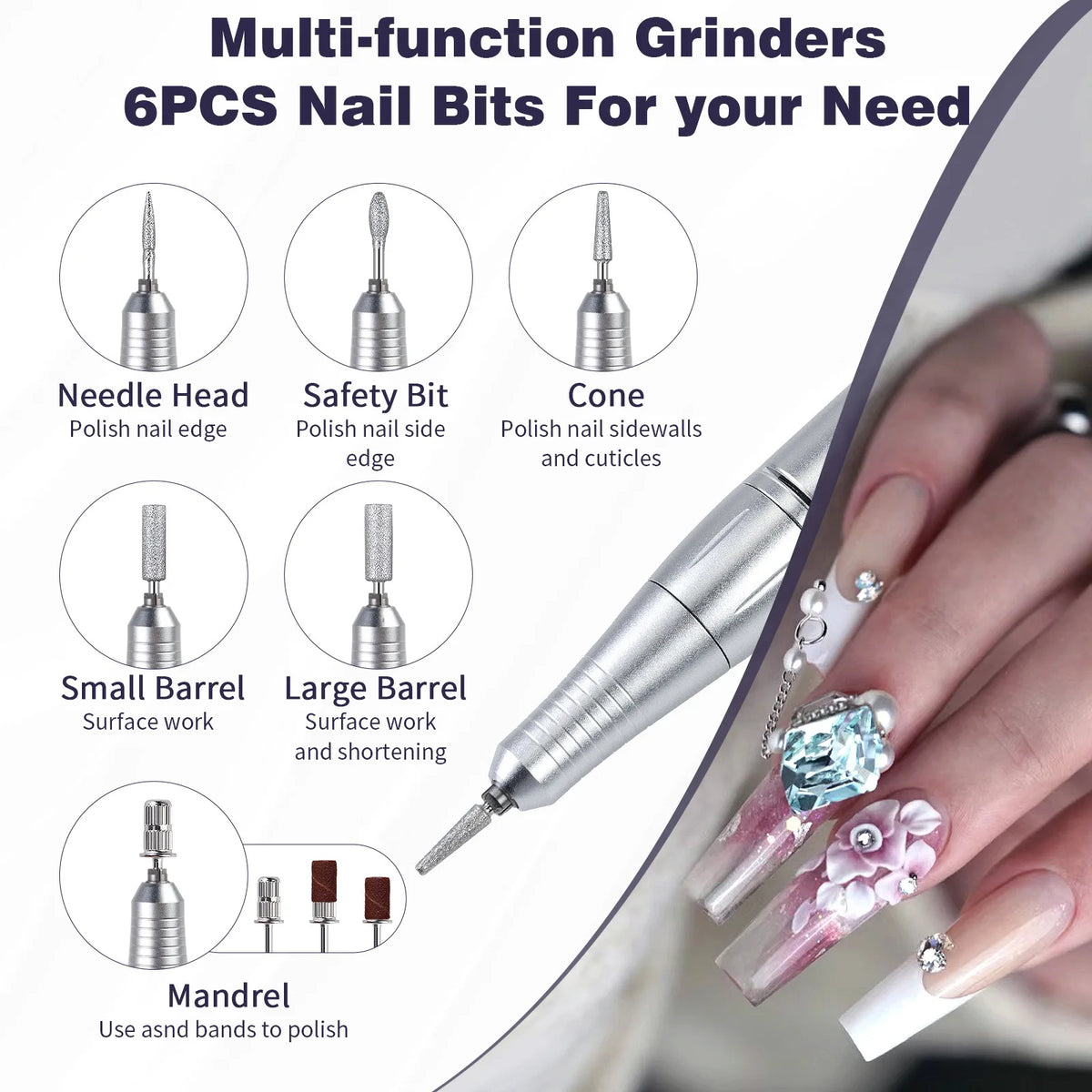 High Speed 45000rpm Professional Electric Nail Drill Machine Portable for Nail Salon