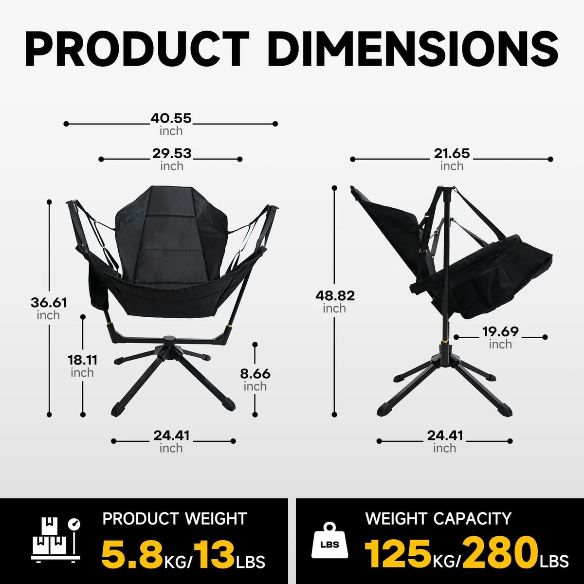 Custom 360 Degree Swivel Portable Leisure Travel Outdoor Hammock Swing Rocker Folding