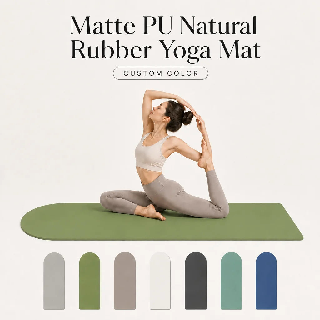 5mm Arched Matte PU Natural Rubber Yoga Mat Double Side Non Slip Durable Custom Print