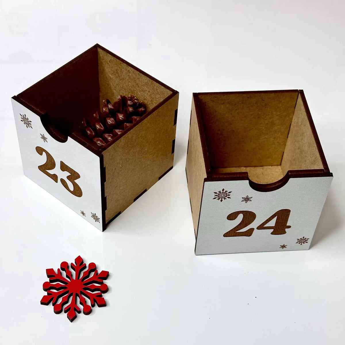 Christmas Advent Calendar Wooden Gift Decoration with Drawer for Countdown Gift