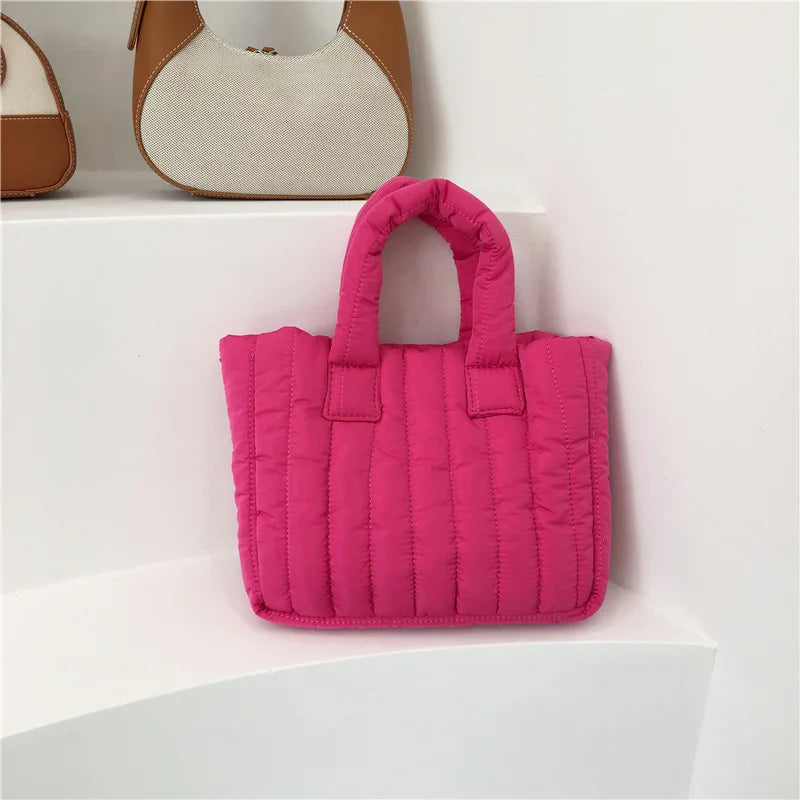 Simplicity Puffer Tote Bag Multiple Color Vertical Striped Quilted Puffer Handbag