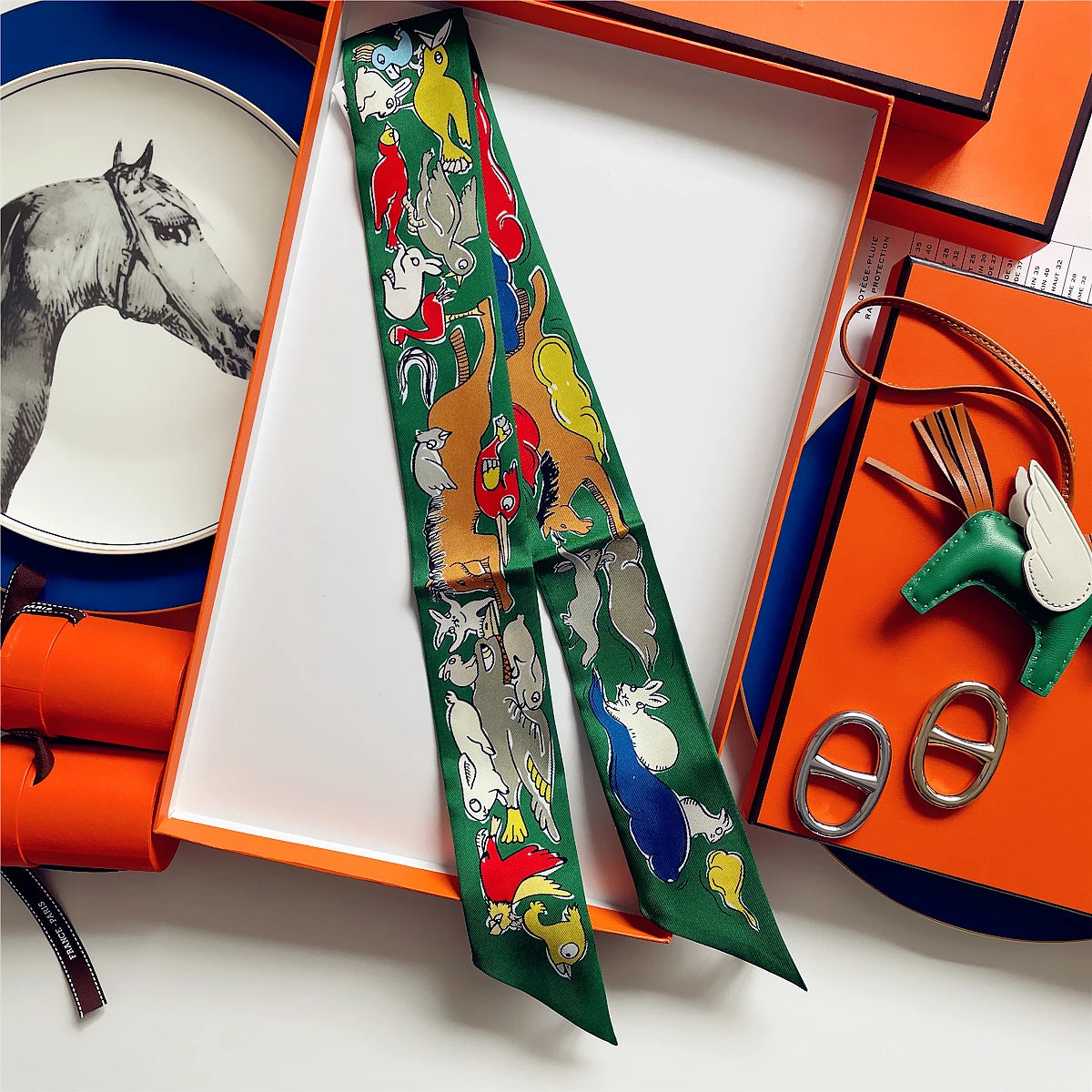 5*86 Cm Neck 100% Silk Scarf Custom Printing Scarves Designer Head Bag Women Stylish