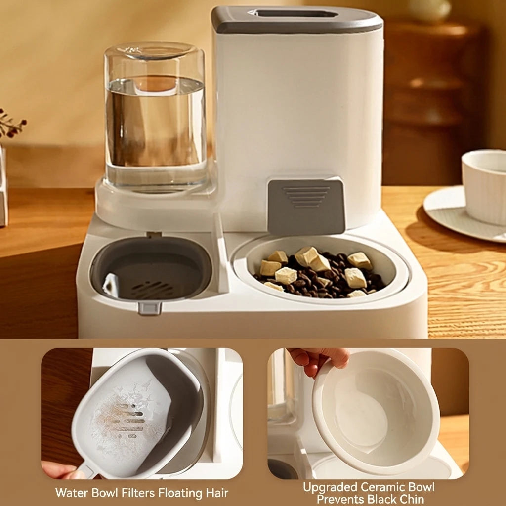Automatic Pet Feeder & Water Dispenser 2-in-1 PP Material for Cats & Dogs Indoor