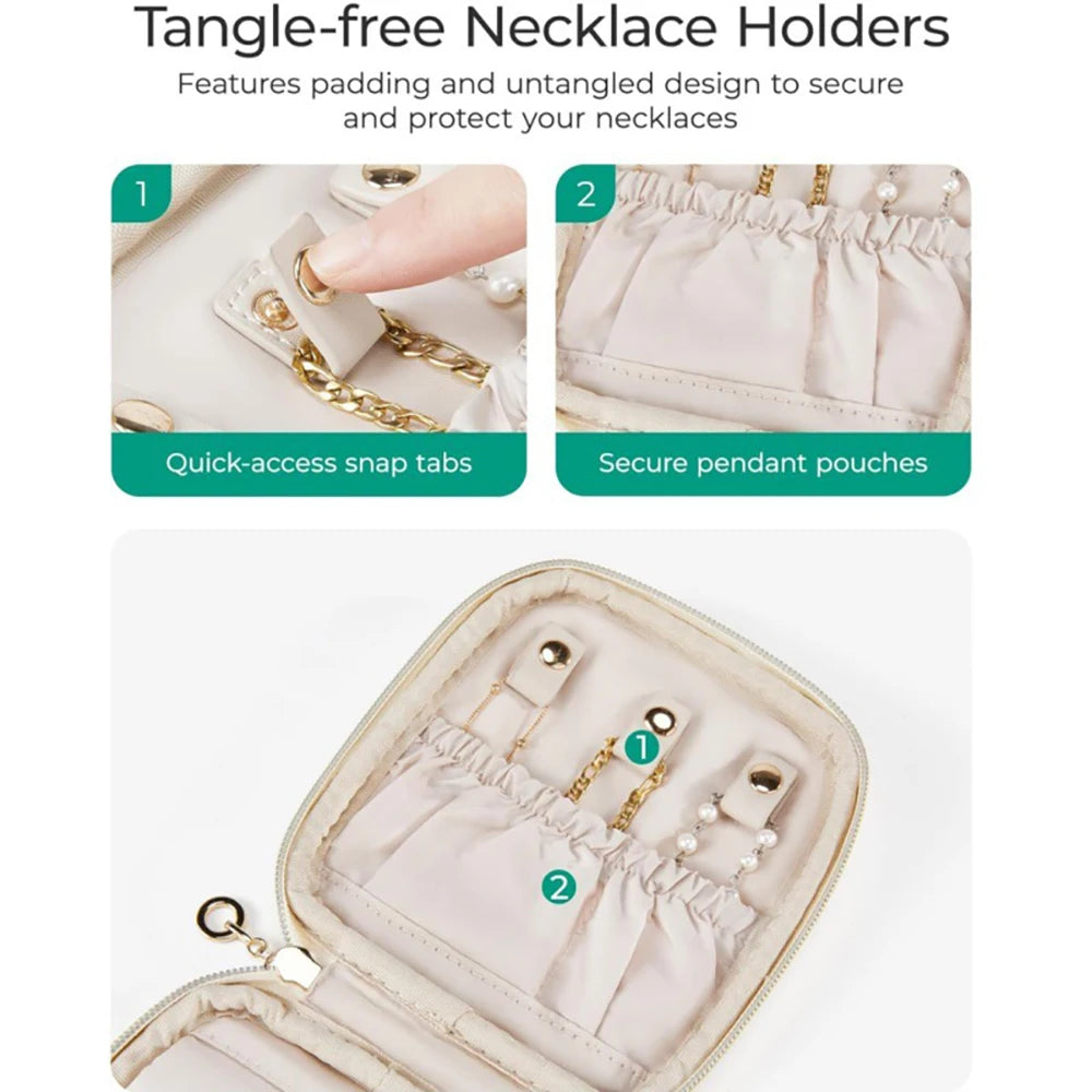 Portable Travel Jewelry Case Organizer Small Mini Jewellery Pouch Compartments