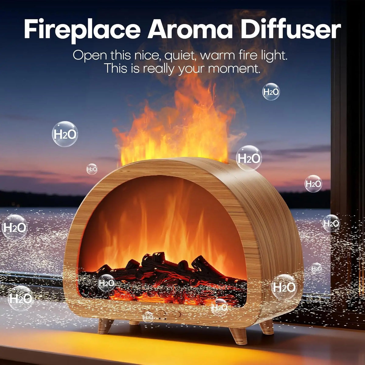 Portable USB Plastic Aroma Diffuser Flame Humidifier 3D Fire Ultrasonic Remote Control